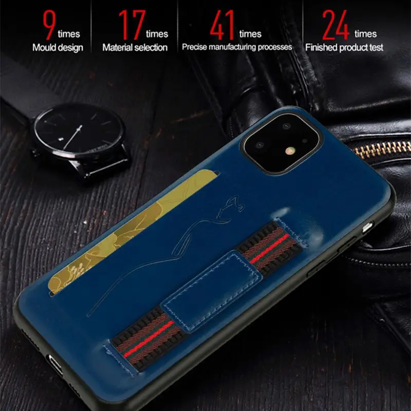 Для iPhone X Xr Xs 11 Pro Max кожаный силиконовый чехол с защитой от падения слот для карт ремешок на запястье мягкий чехол для iPhone 6 6s 7 8 Plus