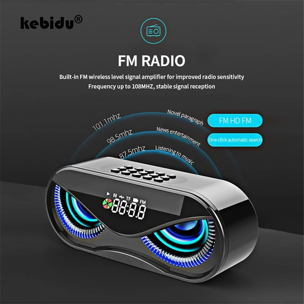 Bluetooth-динамик M6 со светодиодный Ной подсветкой FM-радио будильник поддержка