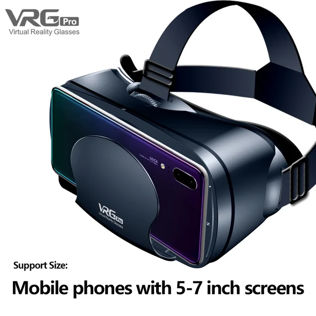 Virtual Reality 3D VR Headset Smart Glasses Helmet for Smartphones Cell Phone Mobile 7 Inches Lenses Binoculars with Controllers 6