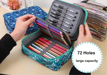 

72 Holes Pencil Case Large School Pen Box Art Painting Stationery Storage Bags
