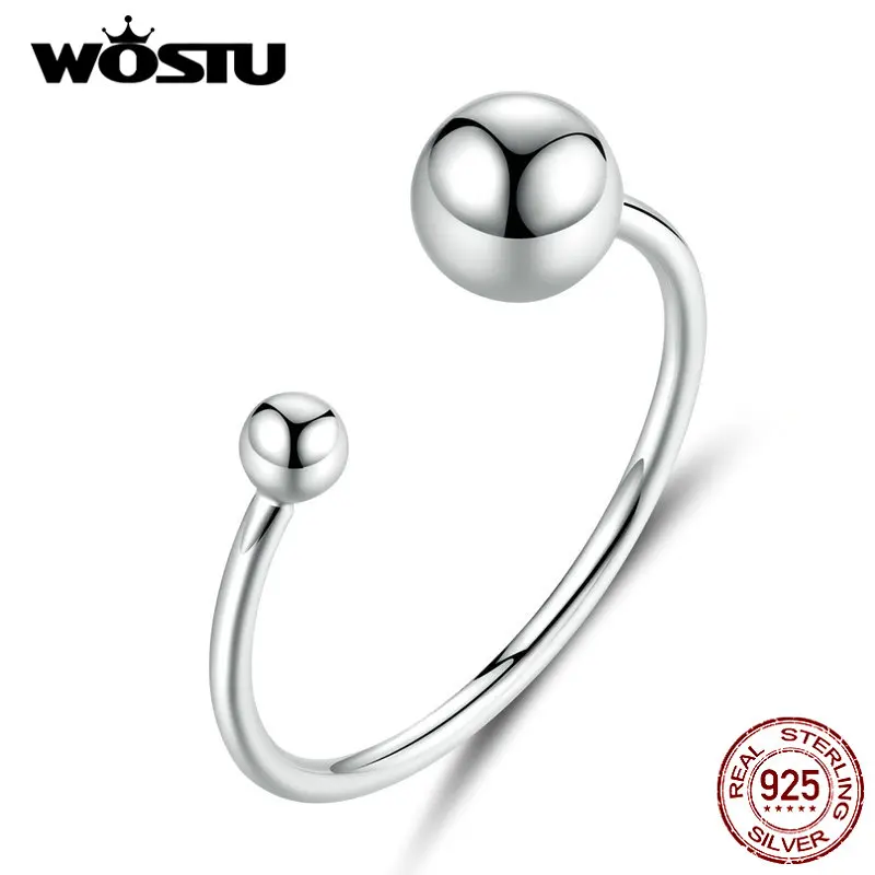 WOSTU подлинные 925 пробы серебряные кольца для открытия милые серебряные кольца простые регулируемые кольца для женщин модные ювелирные изделия FIR575