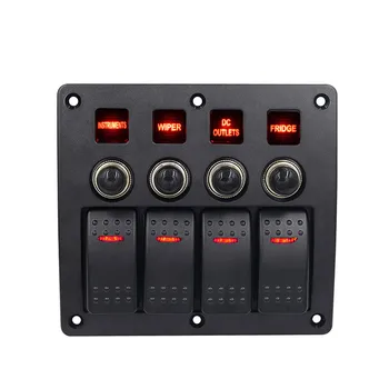 

4 Gang Boat Rocker Switch Panel Car Switch Panel LED Switch USB 120W-260W Marine Switch Panel