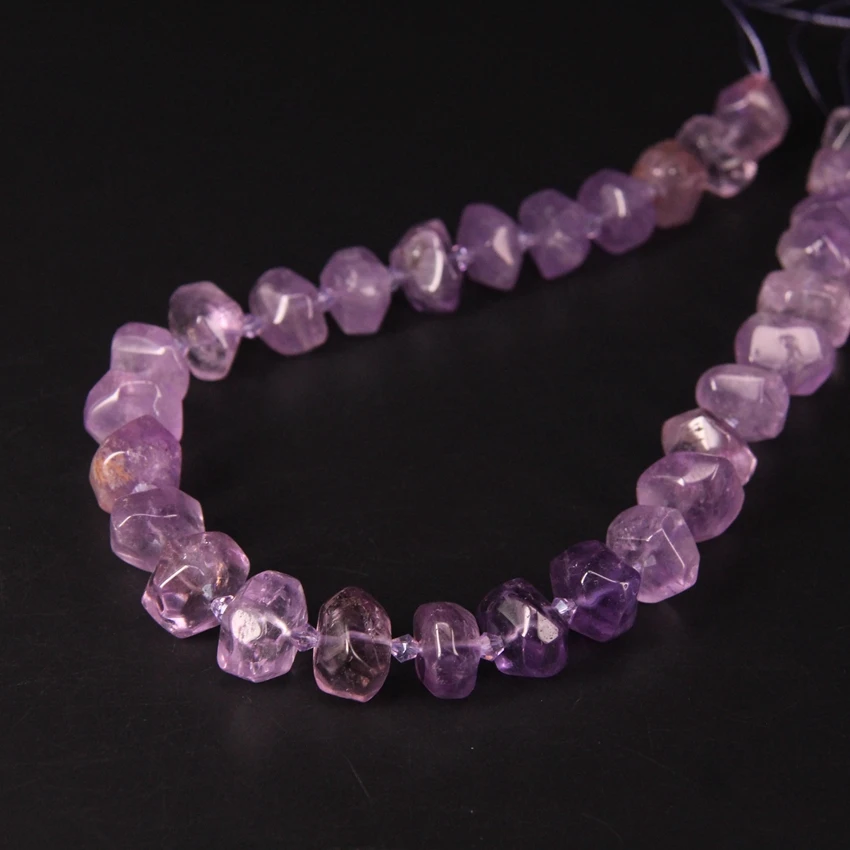 

31pcs/strand Natural Light Amethysts Faceted Rondelle Spacer Loose Beads,Purple Crystal Quartz Cut Nugget Pendant Jewelry Making
