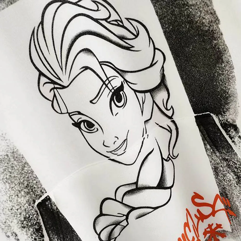 Disney Стильная белая футболка с героями мультфильма «Холодное сердце» и «Эльза», пуловер с капюшоном, модные женские повседневные топы с длинным рукавом в стиле Харадзюку