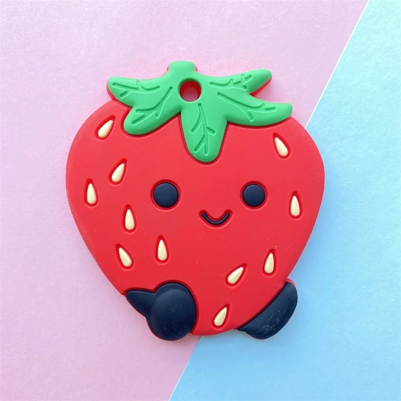 1pcs Silicone Baby Teether Rodent Avocado Strawberry  Cactus DIY Accessories baby teething Necklace Toy 6