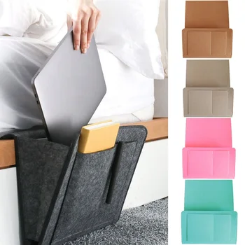

1Pcs Bedside Storage Bag Felt Bed Storage Organizer Sofa Side Pouch Remotes Desk Hanging Caddy Bedside Couch Bed Holder Pockets