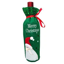 Крышка для бутылки с красным вином сумка с блестками; одежда с рисунками снеговика, Санта Клаус украшение для рождественского стола дропшиппинг