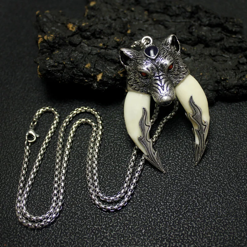 Wolf Tooth Necklace Spike Pendant Necklace Pendant Necklaces Ethnic Style Brave Men For Warrior Adult Ceremony