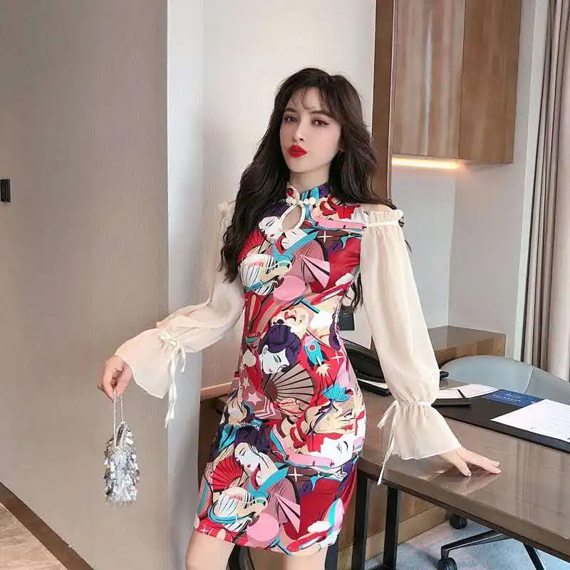 2021 Sexy Chinese Dress Plus Size Long 