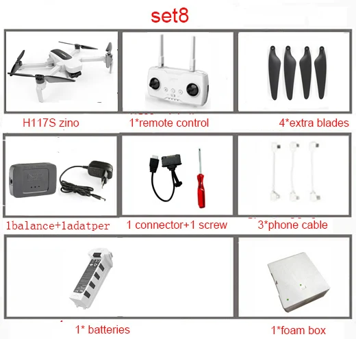 Hubsan H117S Zino gps 5,8 Г 1 км Складная рукоятка с видом от первого лица в формате 4K UHD, Камера 3-осевому гидростабилизатору RC Дрон Квадрокоптер RTF - Цвет: Set8