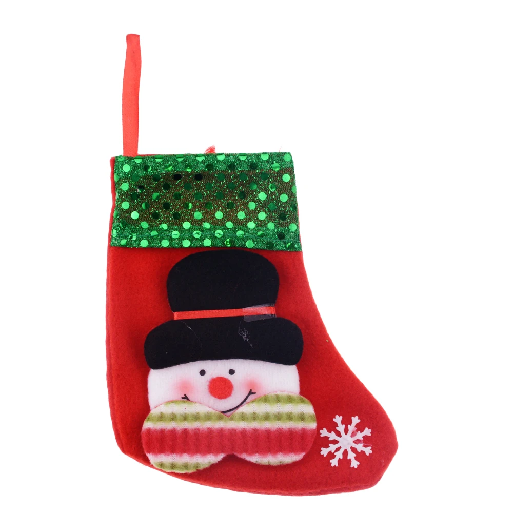 1PCS Christmas Stockings Hanging Christmas Tree Decoration Ornaments New Year Candy Bag Gifts Socks Stocking Xmas Ornament - Цвет: Snowman sequin