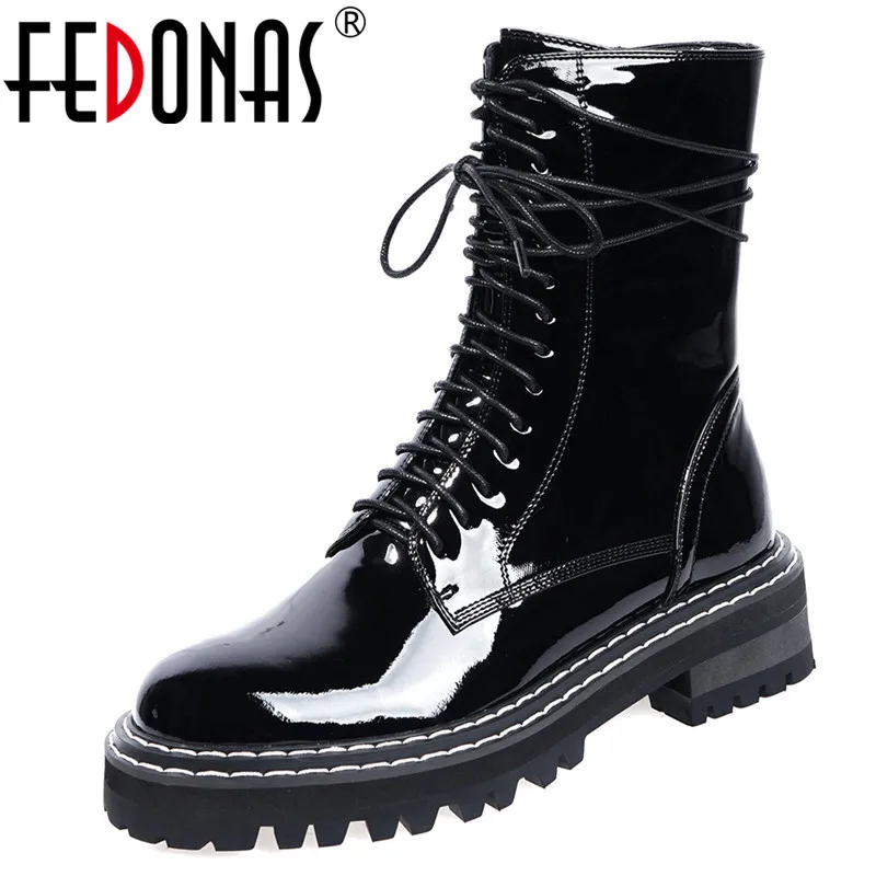 

FEDONAS Big Size Women Ankle Boots Quality Genuine Leather Female Newest Motorcycle Boots Party Shoes Woman Flats Platform Boots