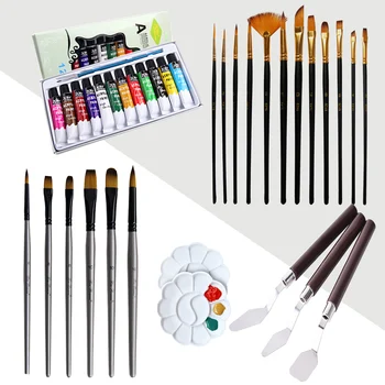 

Watercolor Oil Painting Tool set Student Paint Brush Drawing Tool Black Watercolor Brush Silver Brush Seasoning Tray Palette