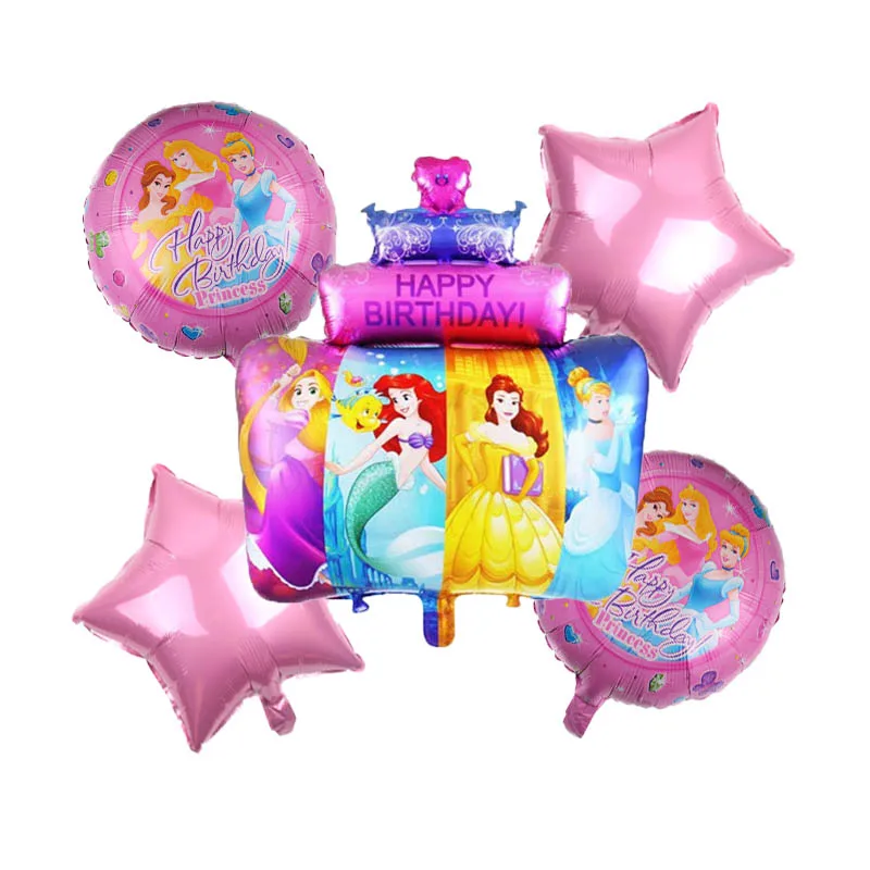 6 шт Belle Ариэль Аврора, Золушка принцесса торт фольга шары набор для День рождения 32 дюймов номер украшения воздушный шар с гелием - Цвет: 5pcs A