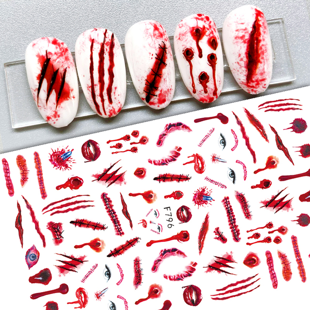 Christmas and Halloween Nail Art Sticker Bow Elk Snowflake Star Nail Slider Skull Lips Snake Nail Art Decal