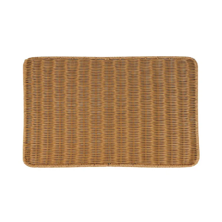 

Pp Food Grade Plastic Rectangular Imitation Rattan mian bao dian Western Food Snacks Fruit Dribbling Steel Wire Reinforced Hand-