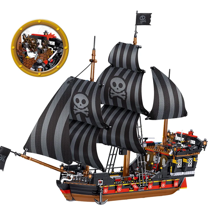 Tanie 987 sztuk statek czarna perła Model kompatybilny Legoinglys karaibów piraci statki klocki chłopcy urodziny prezent dla dzieci zabawki