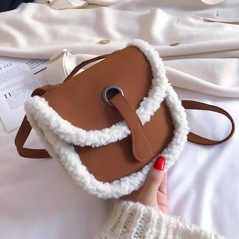 

Bag Women's 2019 New Style Versatile mao rong bao Dull Polish Christmas Crossbody Bag Online Celebrity Saddle Bag