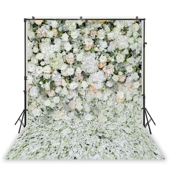

HUAYI Bridal Shower Photography Backdrop Studio Background Portraits Photo Booth White Flowers 3 Kinds Materials