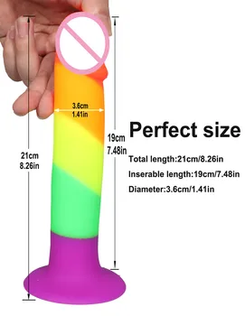 Adult Realistic Big Dildo Rainbow Color For Lesbian Huge Penis Suction Cup Female Masturbation Fake Dick Tool SM Anal Sex Toys 4