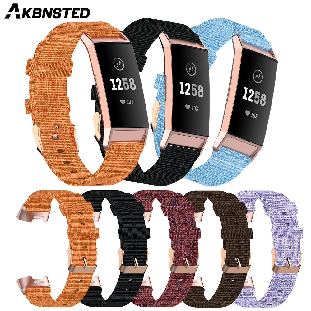 

FIFATA Nylon Canvas Sport Strap For Fitbit Charge 3/Charge 3 SE/Charge 4 Smart Watch Replacement Wristband For Fitbit Charge 4