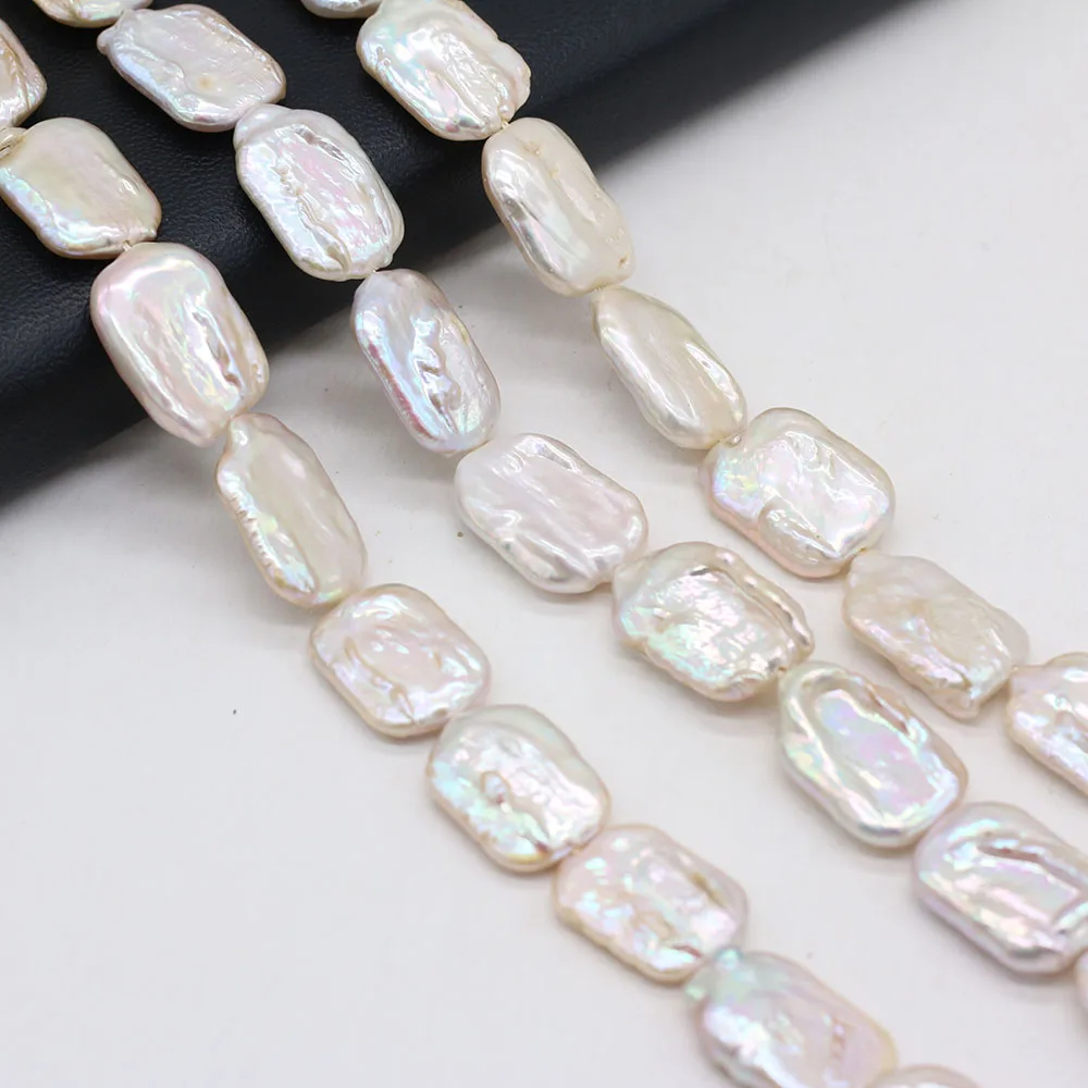 Natural Freshwater White Baroque Pearl Rectangle Loose Beads For Jewelry Making DIY Charms Bracelet Necklace Earring Accessories