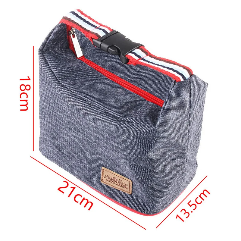 1Pcs New Hot Leisure Portable Waterproof Denim Thermal Bag Heat Insulated Tote Cooler Food Box Ice Lunch Storage Dropship