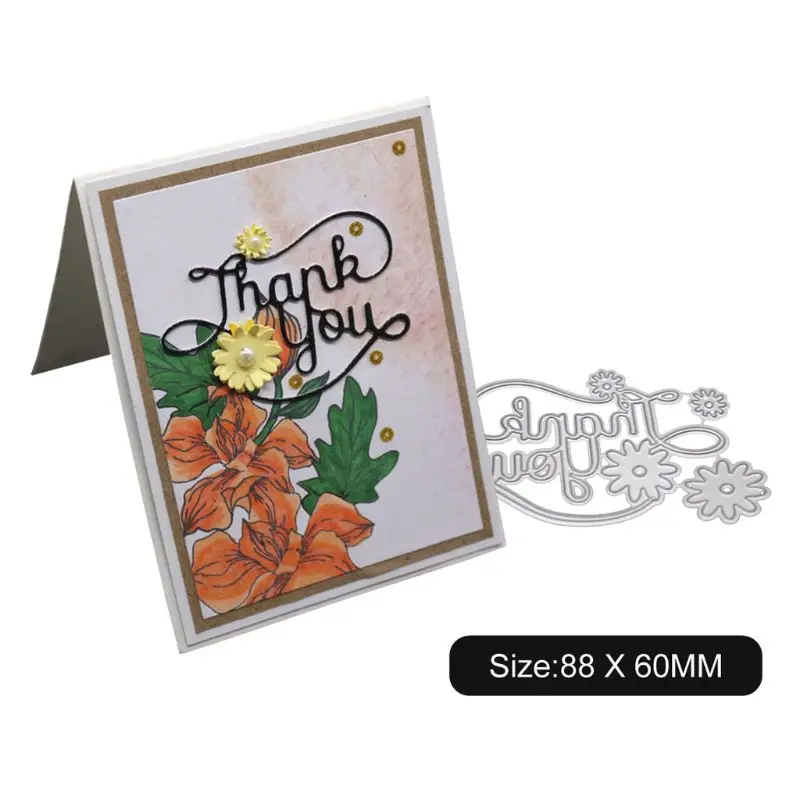 

Thank You Flower Metal Cutting Dies Stencil DIY Scrapbooking Album Stamp Paper Card Embossing Decor Craft 090C