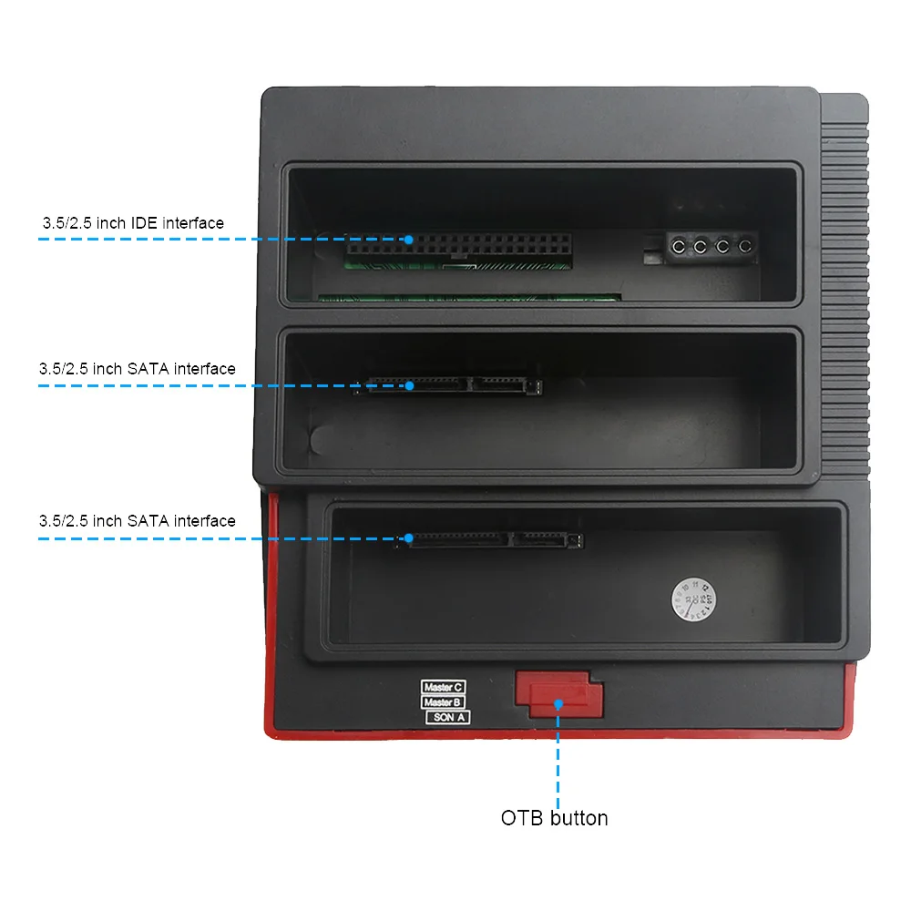 DeepFox 2.5"/3.5" USB 3.0/Type C to 2 SATA Ports 1 IDE Port HDD Hard Drive Disk Docking Station Card Reader Hub with OTB/OTC