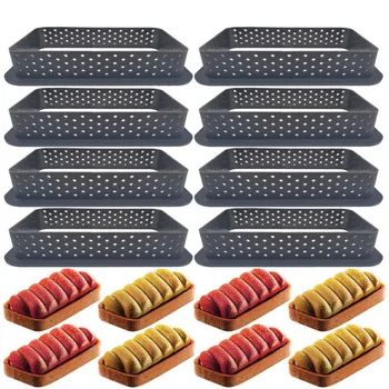 10pcs Rectangle Shape Cake Mold Silicone Cake Cutter DIY Bakery Baking Tool Tart Decorating Mousse Circle Ring Dessert Tool