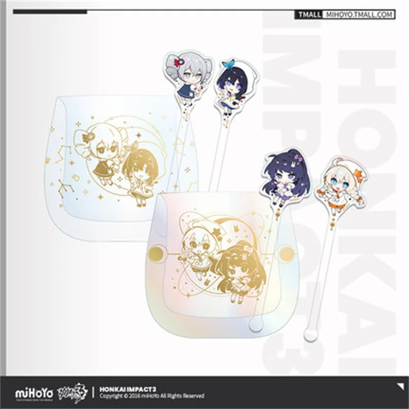 Anime Game Honkai Impact 3 COSPLAY Flower Chao Moon Night Theme Hot Stamping Glass With Stirring Rod Kiana Mei Shape |