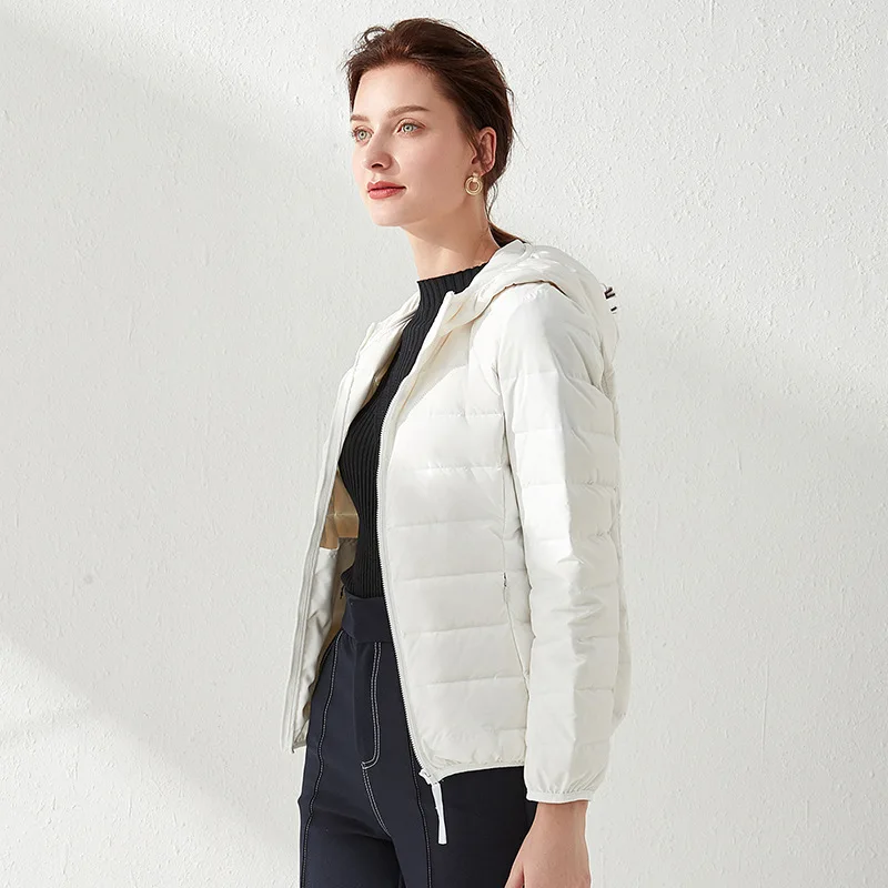 Thin down Jacket Women's Short Autumn And Winter New Style Hooded Fashion Korean-style Slim Fit Thick Large Size WOMEN'S Co