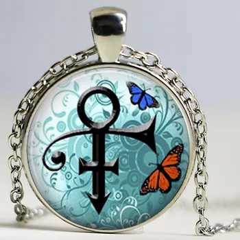 

Prince Rogers Nelson The Artist Necklace American Pop Singer Prince Memorial Symbol Glass Gem Pendant Collection Jewelry
