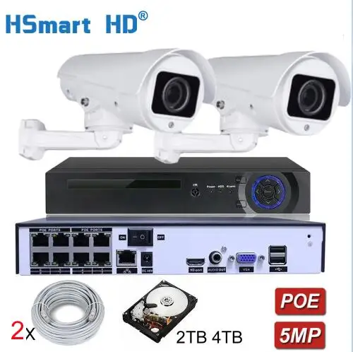 KIT-1 5.0MP CCTV 10xzoom ptz-камера с поддержкой POE Камера s 8CH POE H.265 NVR Системы Водонепроницаемый ONVIF ИК 5MP PTZ открытый IP Камера добавьте 2 ТБ 4 ТБ HDD - Цвет: KIT-1