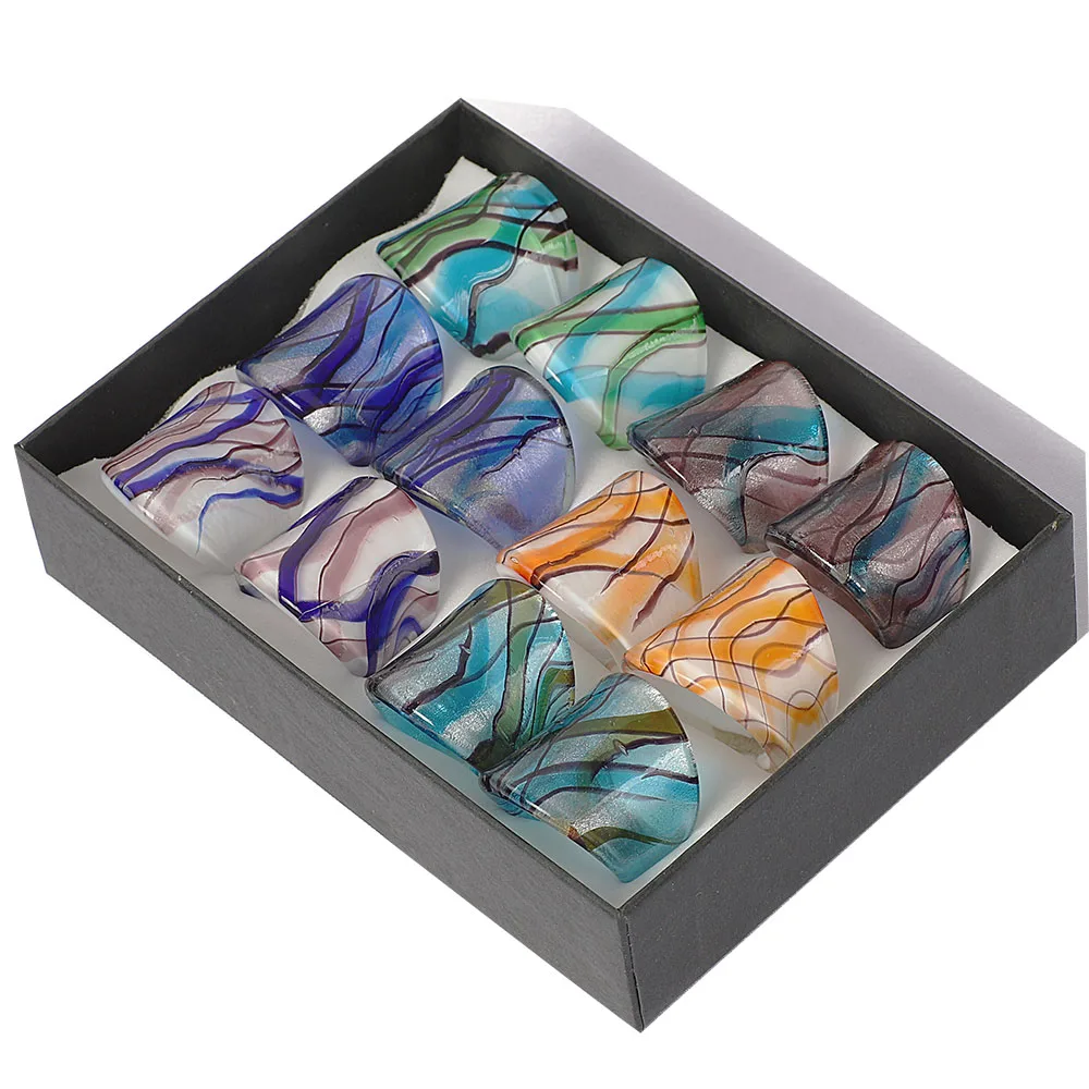 Großhandel Viele Mix 12 Stücke Sommer Stil Murano Glas Lampwork Ring Geburtstag Männer Frauen Hochzeit Party Valentinstag Geschenk Modeschmuck