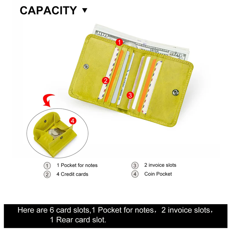 Women Wallet Genuine Leather Fashion Small Coin Purse RFID Card Holder