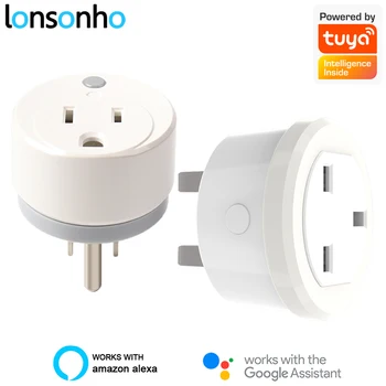 

Lonsonho Tuya Smart Plug WiFi Socket US UK Outlet 10A Compact Size Smart Life Wireless Control Compatible Alexa Google Home