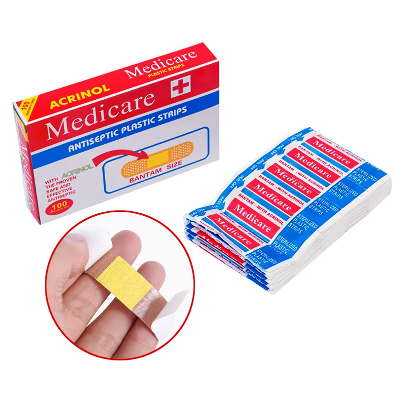 Vendajes médicos antibacterias para hemostasia de heridas, adhesivos estériles de primeros auxilios para emergencias, transpirables, 20/50/100 Uds.