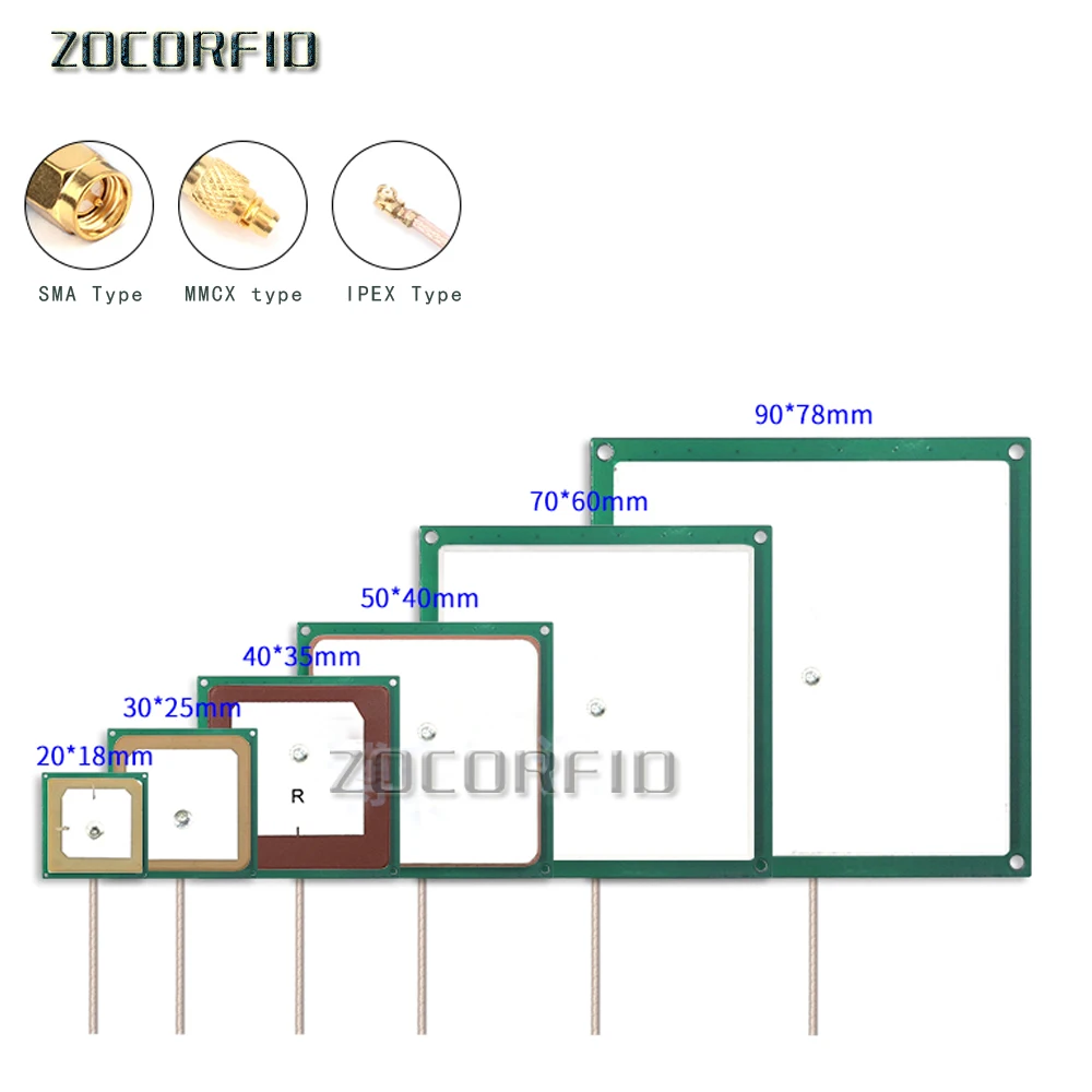 UHF RFID PCB Circular Polarization Ceramic Antenne With SMA MMCX IPEX TNC Connector for Reader Module