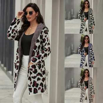 

2020 new autumn / winter women's knitting top long sleeve cardigan pocket coat loose women's sweater coat