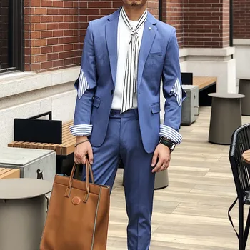 

2019 Autumn Split Joint Design Man's Suit Suit Trend Leisure Time Personality False Two Paper Man's Suit Suit Male