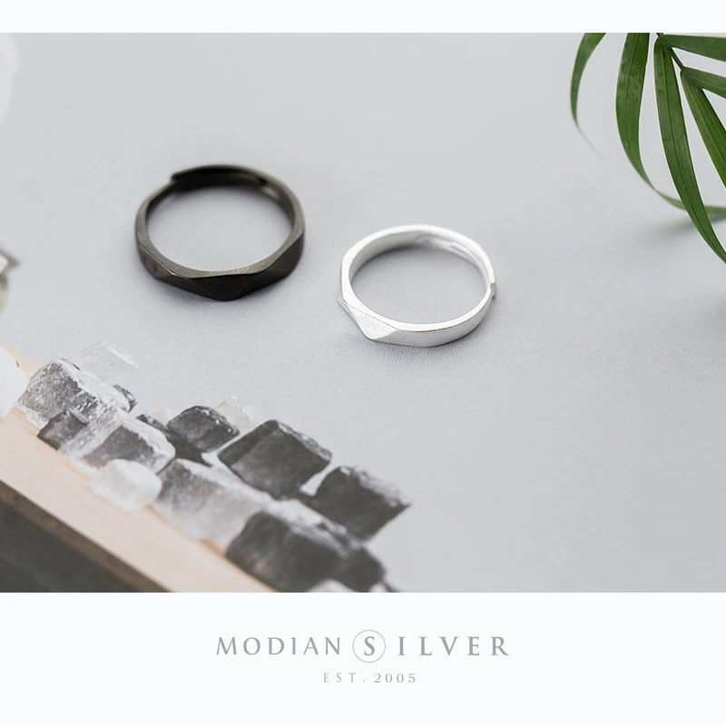 Modian,, Парные черные кольца, классические, 925 пробы, серебряные, регулируемые кольца на палец для женщин, свадебные ювелирные изделия