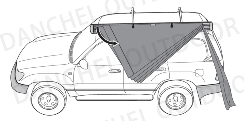 DANCHEL автомобильный секторный тент/270 градусов летучая мышь тент/боковой тент на крыше/солнцезащитный тент предназначен для автомобиля боковой тент