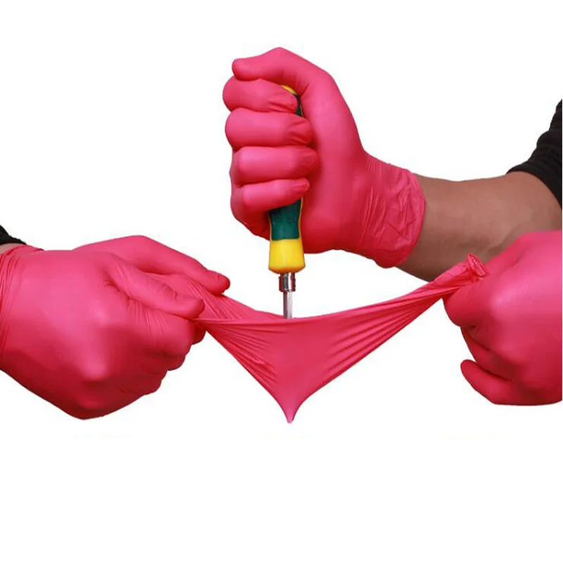 

Disposable Latex Nitrile Gloves Universal Cleaning Work Finger Gloves Protective Home Food for Safety Rose Red Gloves LS012