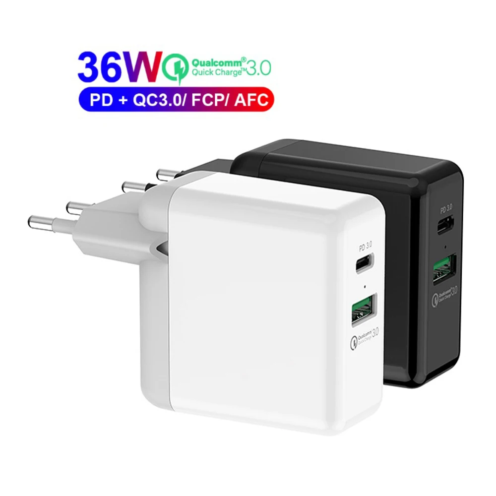 36W 18W Type C Mobile Phone Charger Quick 3 0 2 Dual Ports Charger Adaptor for 2