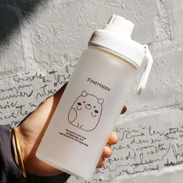 500ml Kawaii Small Daisies Milk Water Bottle With Straw Portable Leakproof Frosted Glass Fashion Cute Drinking Coffee Cup Without rope