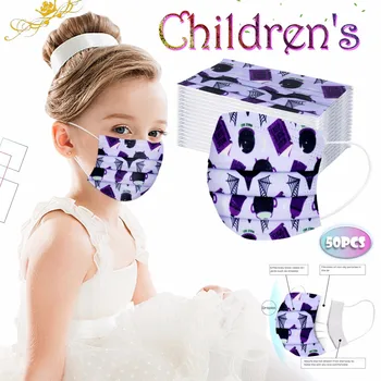 

Halloween Children's Mask Disposable Non-woven Facemask Breathable 3ply Protection Mouth Cover Earhook Elastic Mascarillad
