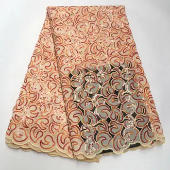 

Unique New Swiss lace fabrics Big African Handcut organza lace fabric with allover sequins beaded metallic lurex 5 yards RG757