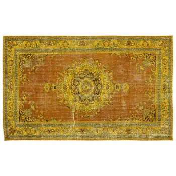 

Handmade Yellow Vintage Overdyed Turkish Area Rug 170x269 Cm-5'7''X8'10''