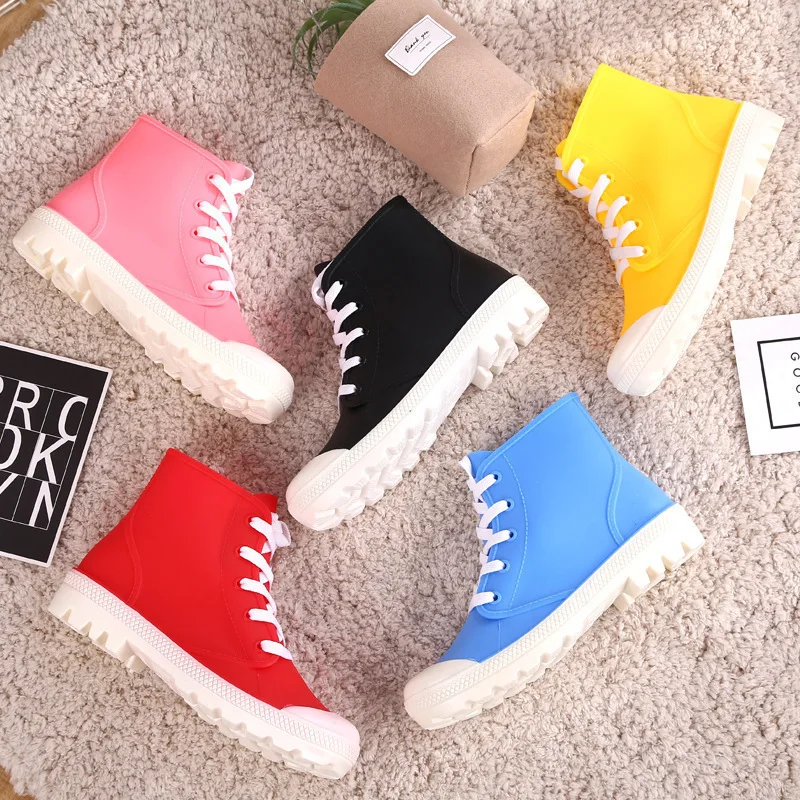 

E6 New Style Korean-style Fashion Rain Boots Low-Top Anti-slip Leather Belt Warm Rain Shoes Rubber Boots Women's Rain Boots